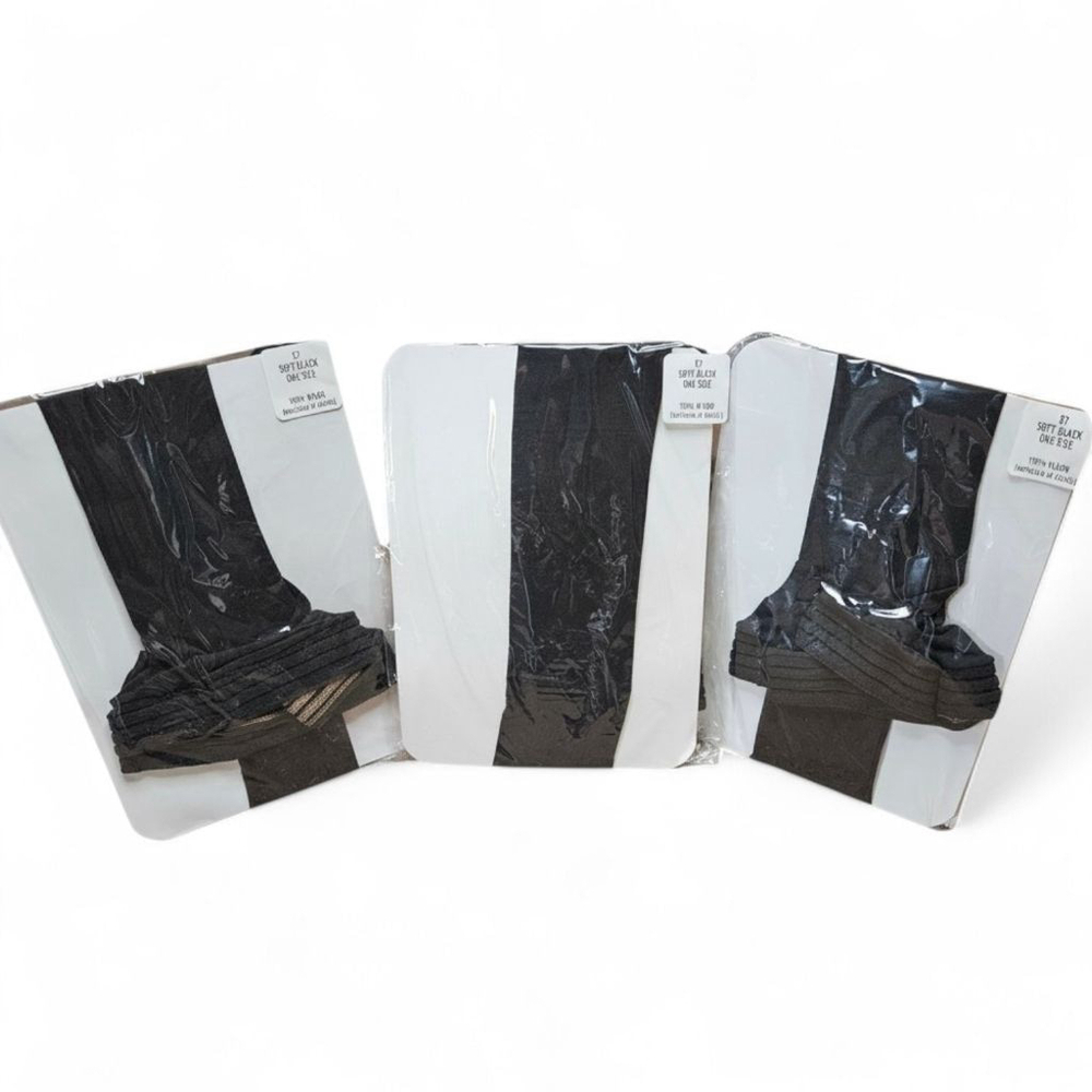 Nationals Guaranteed Hosiery 3 Pk One Size Soft Black Vintage Thigh Pantyhose